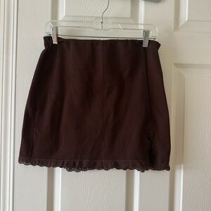H&M Elegant Brown Lace Trim Skirt